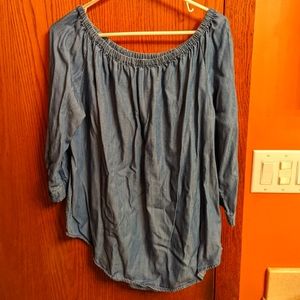 Beach Lunch Lounge Denim Off Shoulder Top